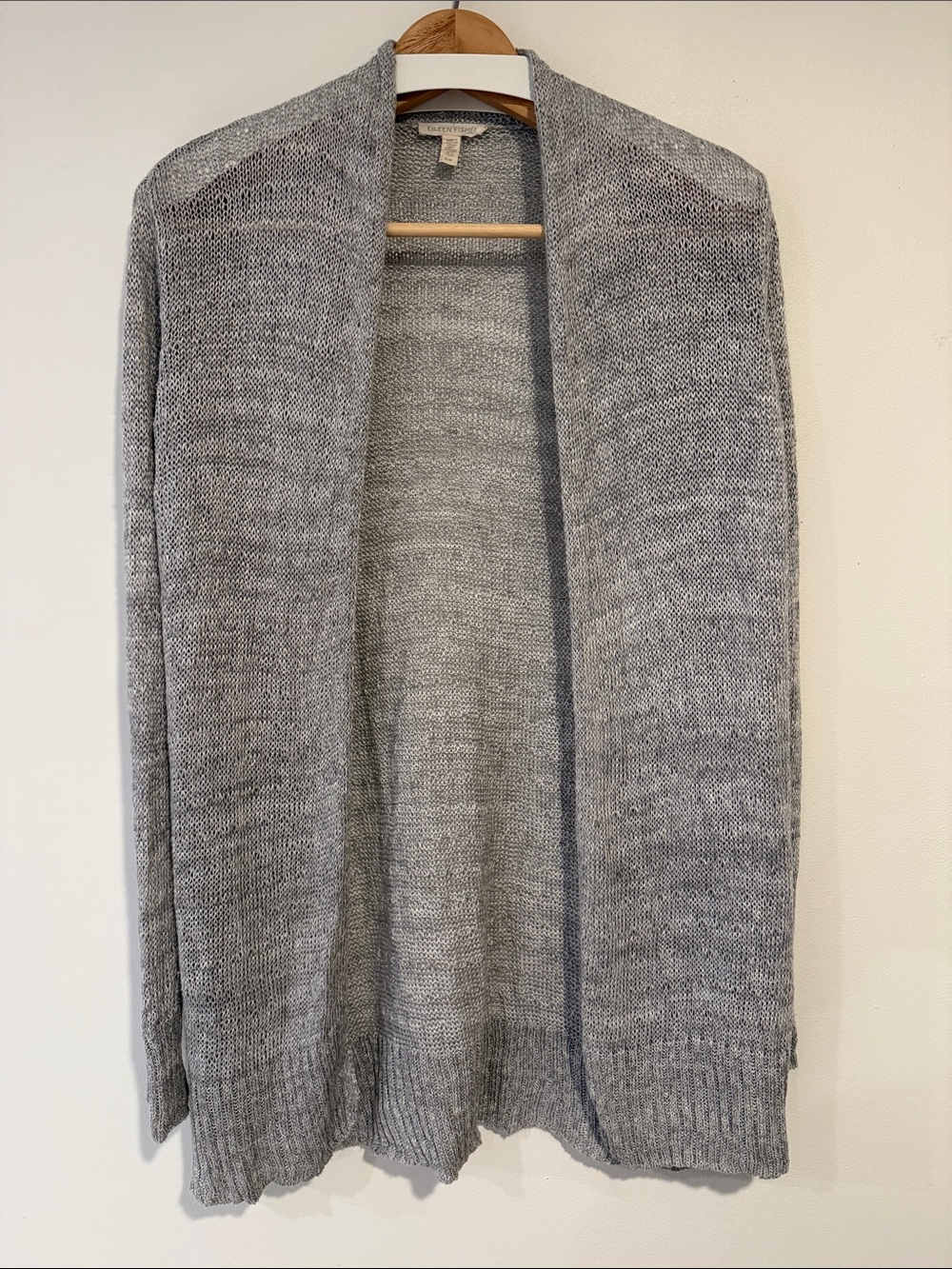 100% Organic Linen Eileen Fisher Open-Front Knit Cardigan - Size Small